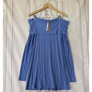 Skims Soft Lounge Off The Shoulder Mini Dress Cielo Blue Size M NWT $78